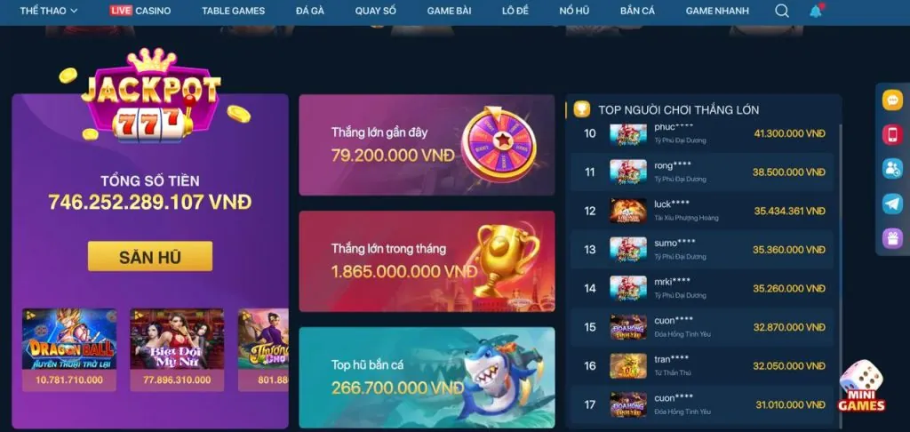 Các Tựa Game Nổ Hũ Đa Dạng tại mi88